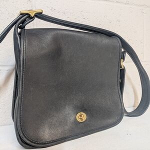 Vintage Coach Stewardess Crossbody Bag, Black Glovetanned Leather, 9525, EUC